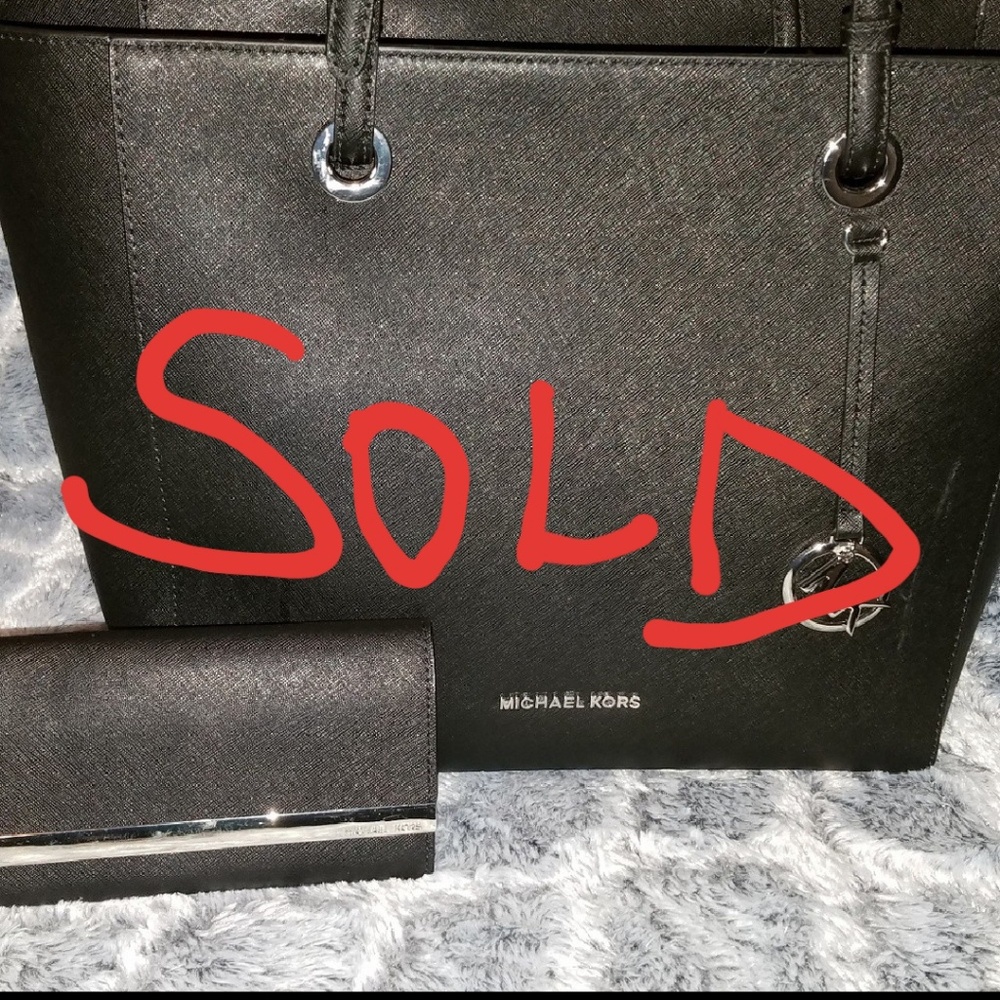 SOLD! Michael Kors black purse & matching wallet